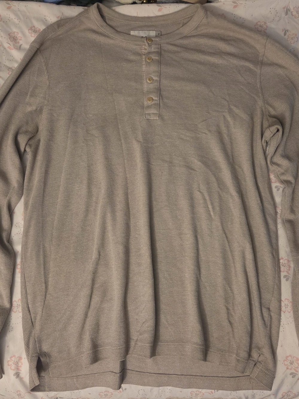 Men's Beige Henley Thermal Shirt